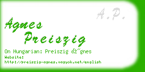 agnes preiszig business card